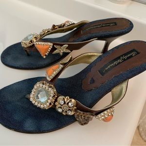 Beverly Feldman Jeweled Sandals Size 6